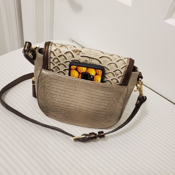 Brahmin Sonny Croc Print Leather Crossbody, Classic w/goldtone hardware - Picture 9 of 15